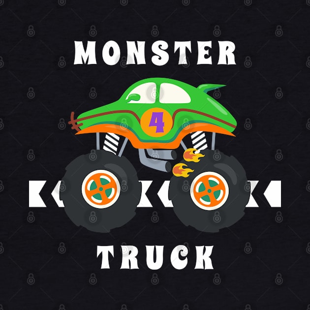 Vector illustration of monster truck with cartoon style. by KIDS APPAREL